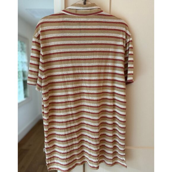 Onia Shaun Polo Shirt Linen Blend Striped Short Sleeve NWT | Size XL - Picture 5 of 7
